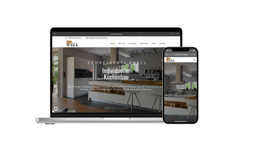 Mockup Schreinerei Prell Homepage